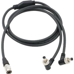 JBS Hirose 4 Pin Male To Dual Right-Angle Coax Locking DC Power Cable - 40cm