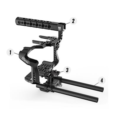 8Sinn Sony A6300 Cage + Top Handle Basic + 15mm Universal Rod & Metabones Support 8Sinn Sony A6300 Cage + Top Handle Basic + 15mm Universal Rod & Metabones Support