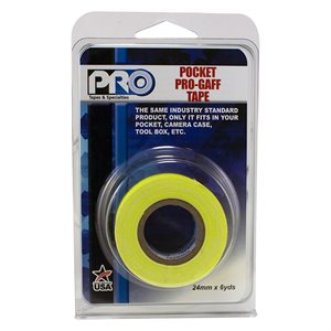 Pro Tapes® Pocket Tape Fluorescent 1" Yellow 5.4m / 6yd -1" Core