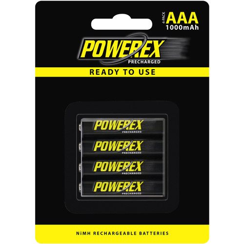 Powerex AAA 1000Mah NiMH Precharged Battery - 4 Pack Includes Holder