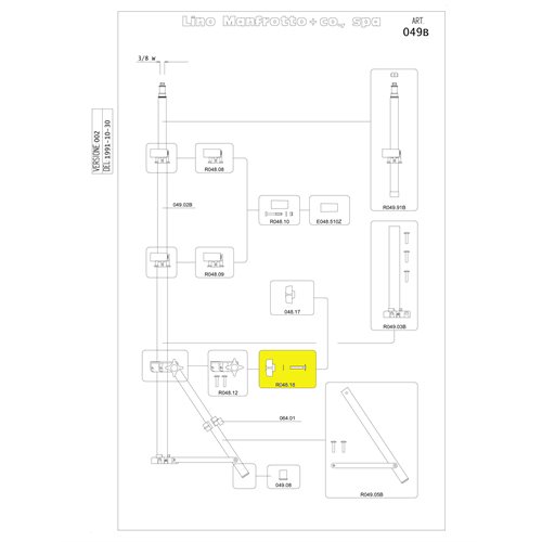 Manfrotto R048.18 4 Edged Knob And Locking Bolt Manfrotto R048.18 4 Edged Knob And Locking Bolt