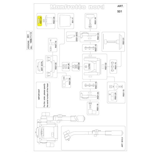 Manfrotto R501.37 Pan Adj Control Cover Plate Manfrotto R501.37 Pan Adj Control Cover Plate