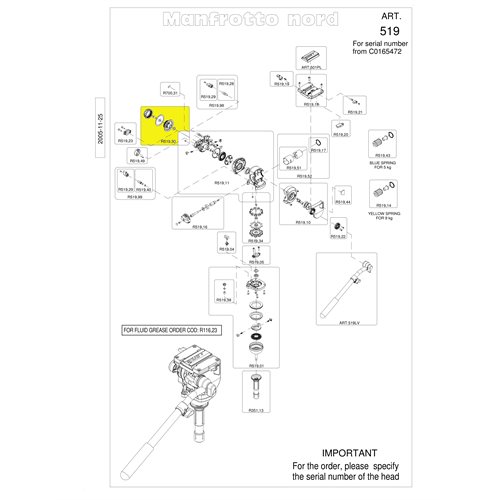 Manfrotto R519.30 Tilt Selector Knob Assy
